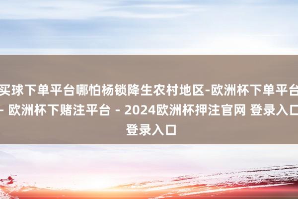 买球下单平台哪怕杨锁降生农村地区-欧洲杯下单平台- 欧洲杯下赌注平台 - 2024欧洲杯押注官网 登录入口