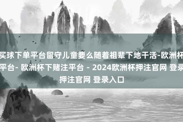 买球下单平台留守儿童要么随着祖辈下地干活-欧洲杯下单平台- 欧洲杯下赌注平台 - 2024欧洲杯押注官网 登录入口