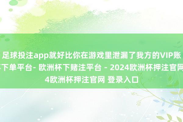 足球投注app就好比你在游戏里泄漏了我方的VIP账号-欧洲杯下单平台- 欧洲杯下赌注平台 - 2024欧洲杯押注官网 登录入口